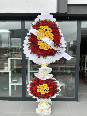 Ankara Çiçekçi - Ankara Çiçek Siparişi - Ankara Çelenk Siparişi -Çayyolu Çiçekçi - Çayyolu Çiçek Siparişi -  - Çift Katlı Çelenk Sarı & Kırmızının Buluşması