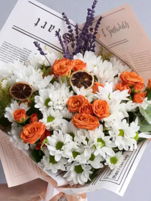 Ankara Çiçekçi - Papatya Turuncu Gül Buketi 