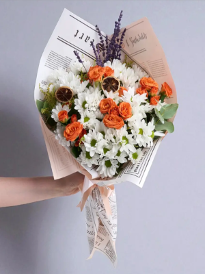  Çayyolu Çiçekçi - Papatya Turuncu Gül Buketi 